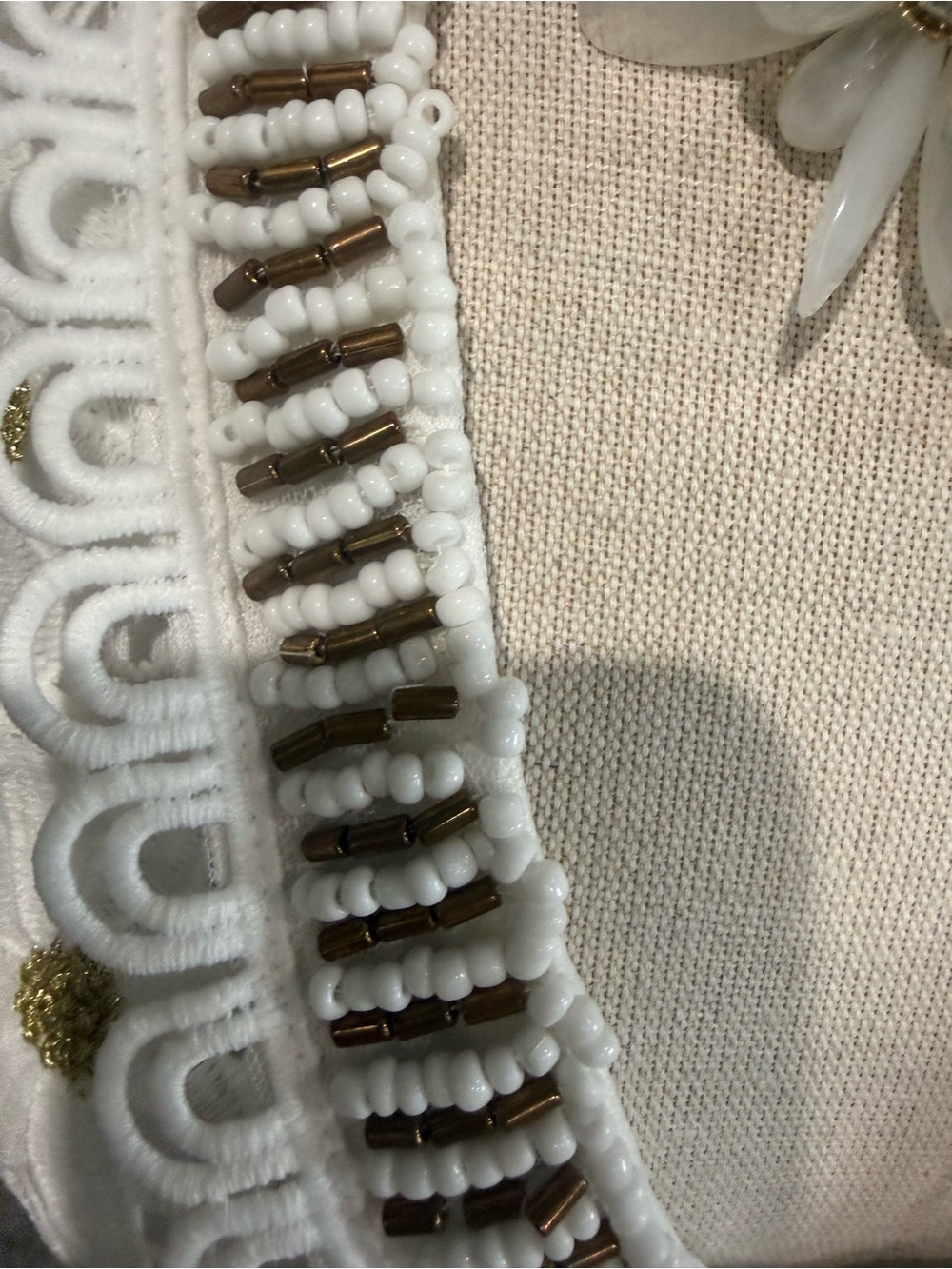 Boston Proper White Crochet V-Neck Long Sleeve Shift Dress - Picture 3 of 9